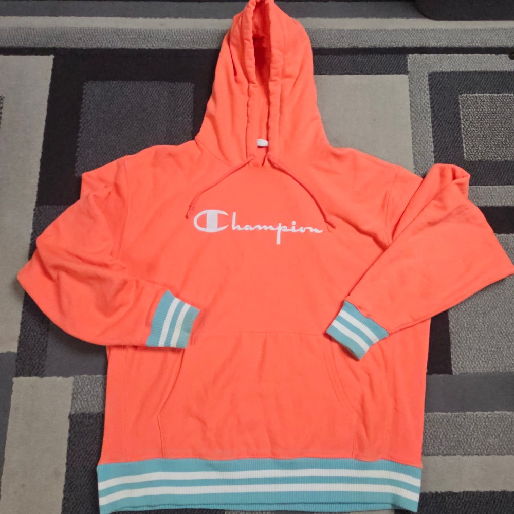 Champion Reverse Weave Hoodie Mens XL Neon Coral Excellent